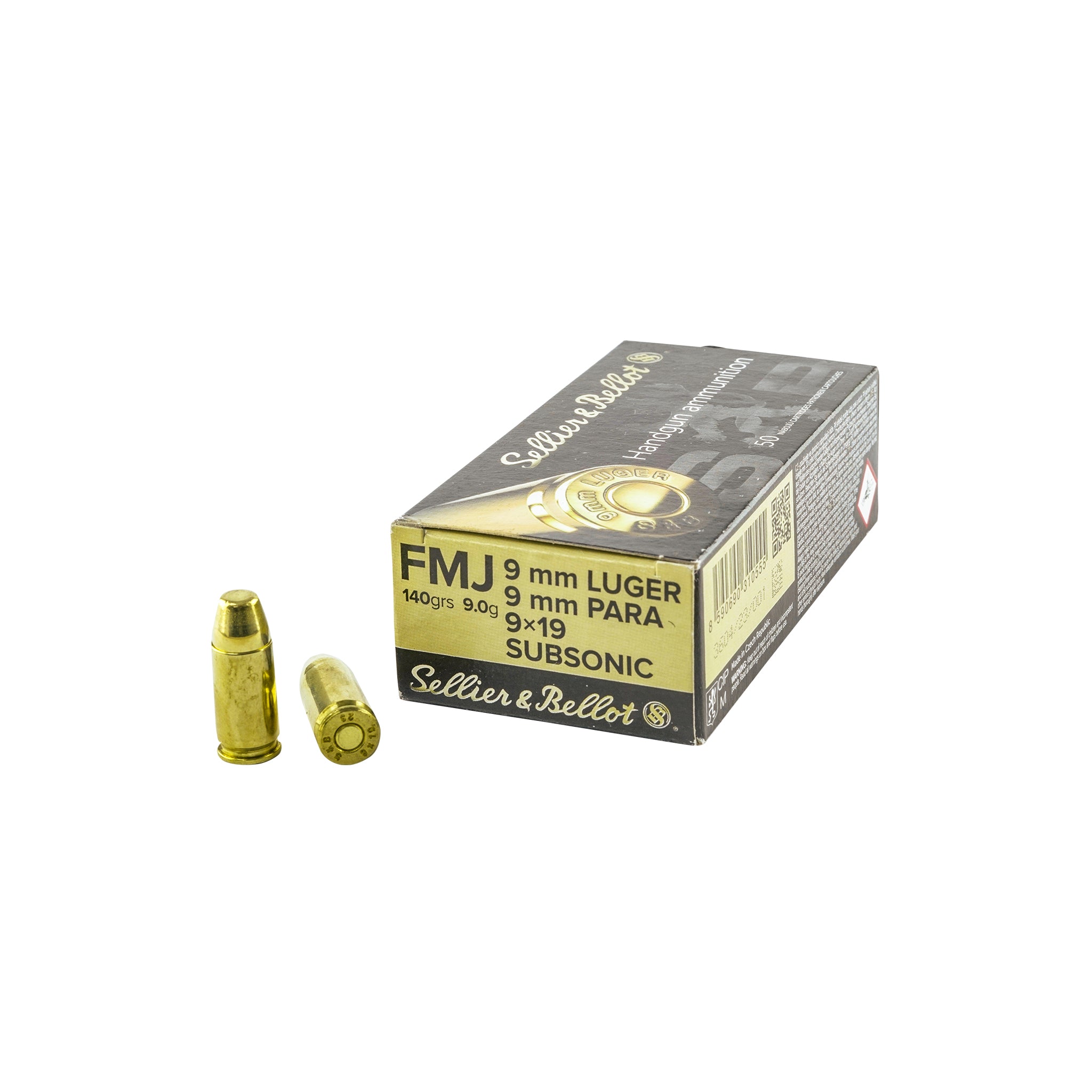 50x 9mm LUGER SUBSONIC/9×19 Full Metal Jacket - Sellier & Bellot