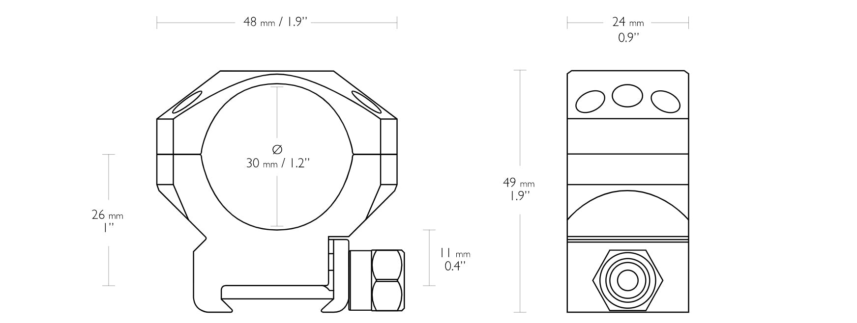 Tactical Ring Mounts 30mm Weaver