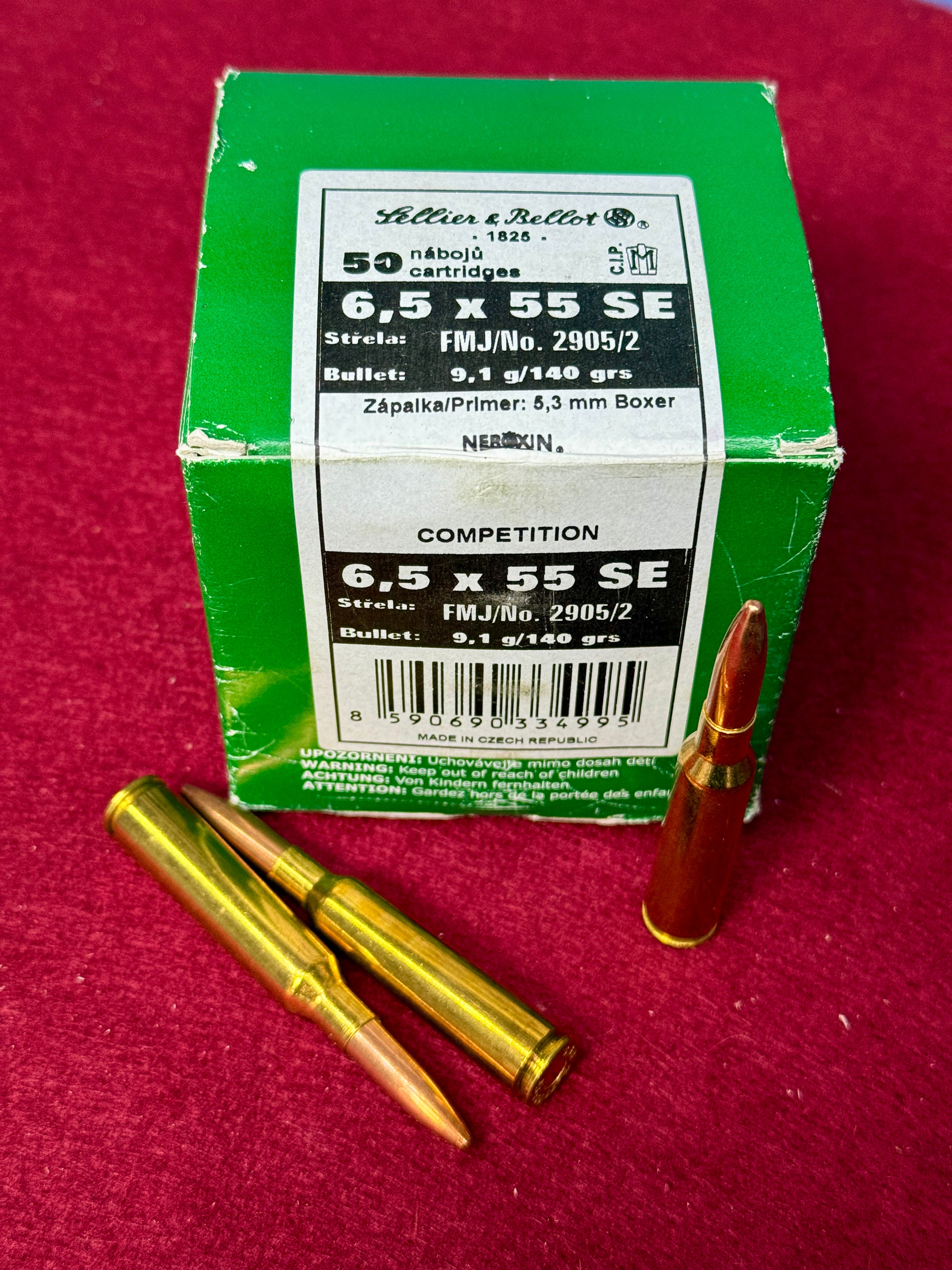 6.5 x 55 SE 140gr FMJ Sellier & Bellot - box of 50